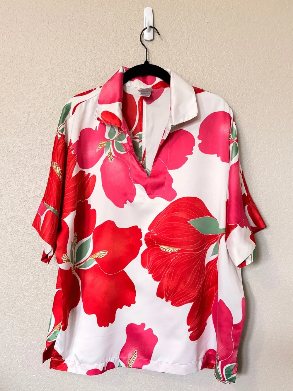 Natori Floral Pajama Set size Medium Red Orange Matching Lounge Sleepwear